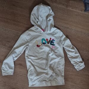 Betsey Johnson Light Gray Hoodie with Colorful Love Graphic